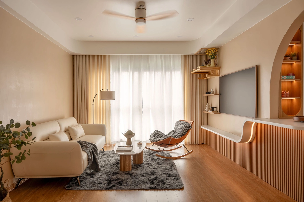 Cải tạo căn hộ 10 năm tuổi thành không gian nhiều đường cong